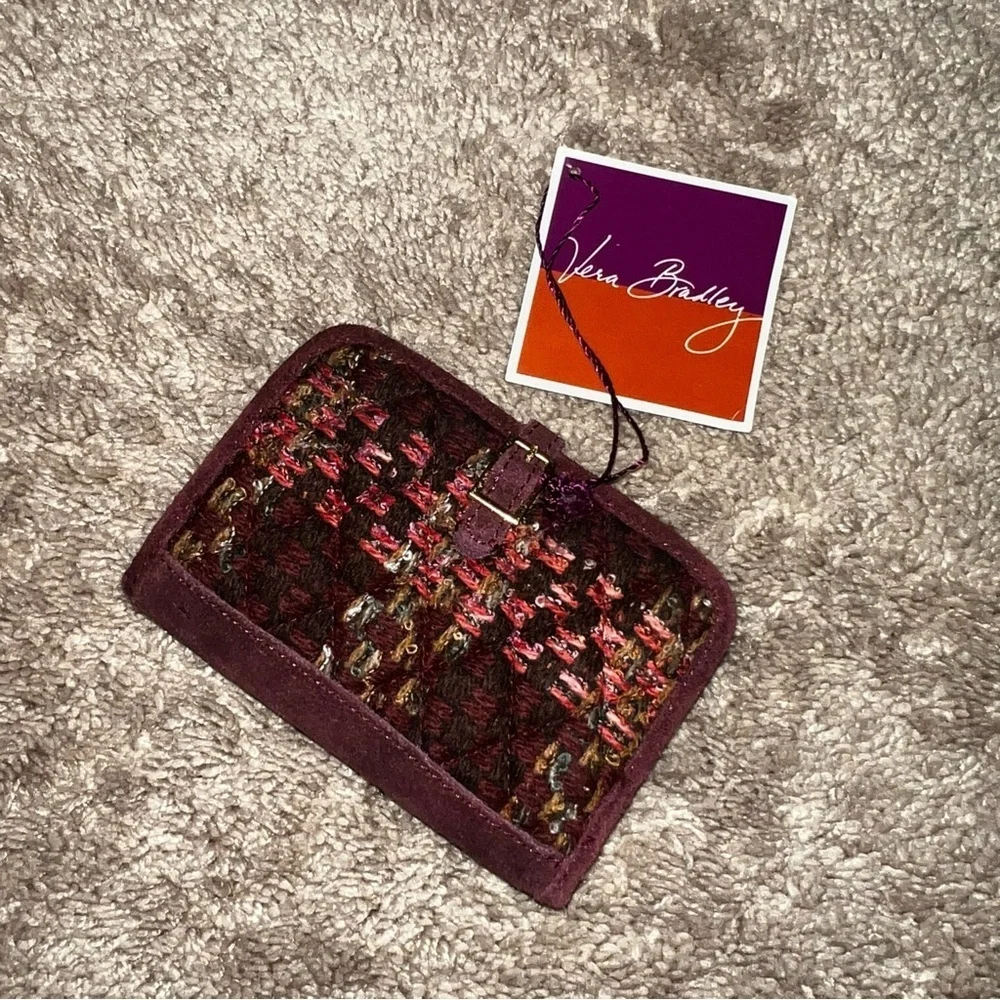 Vera Bradley Woven Tweed Mini Notebook Holder Red Maroon 3.5”x5 NWT